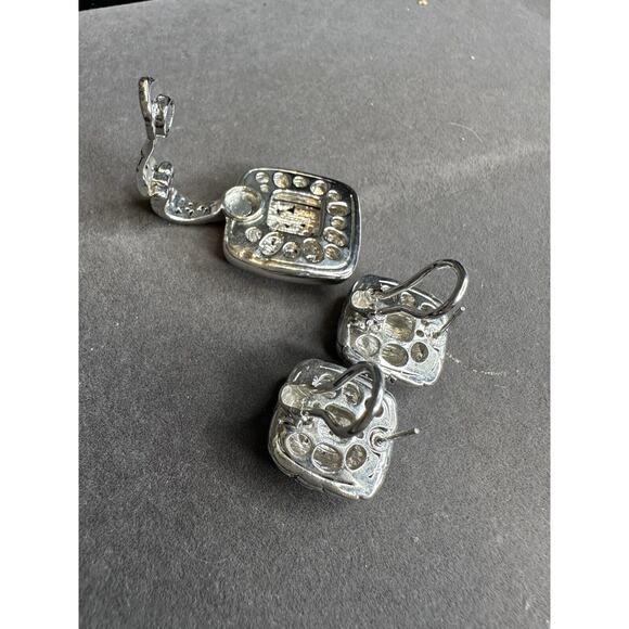 two tone Rhinestone, Paved, Magnetic Clasp, pendant & With Matching Earrings Set - Picture 5 of 15